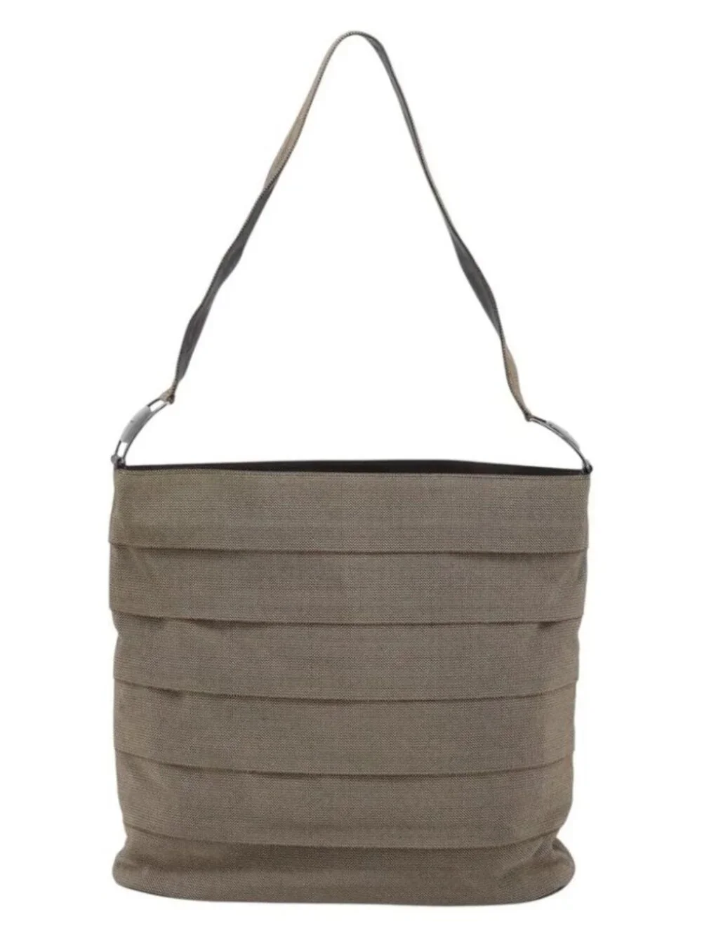 Salvatore Ferragamo Shoulder Bag Canvas Beige Silver Auth 166789